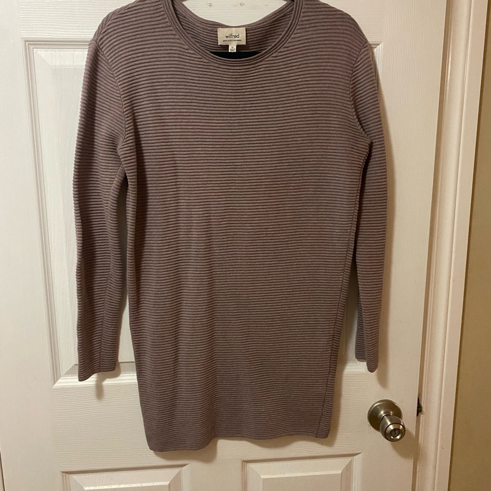 Wilfred Taupe Striped Crew Neck Sweater